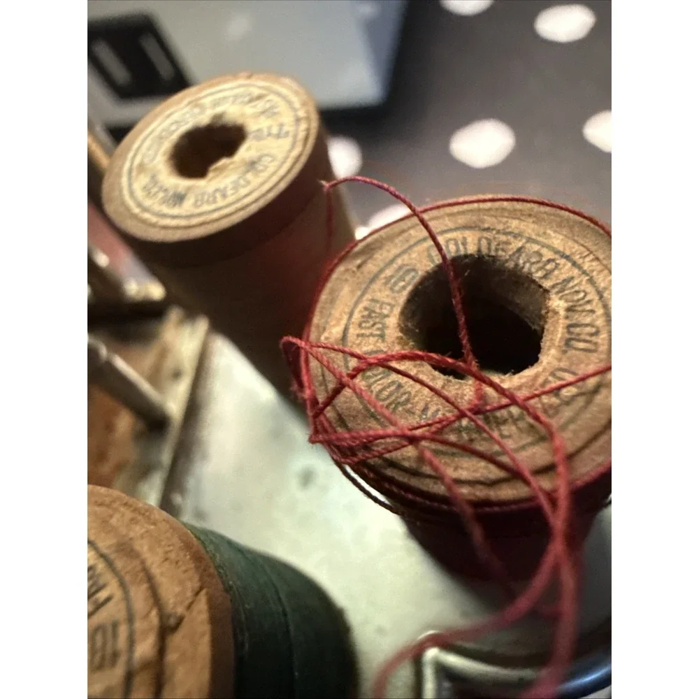 Vintage Pin Cushion Rocking Chair Sewing Kit Thread Spool Holder